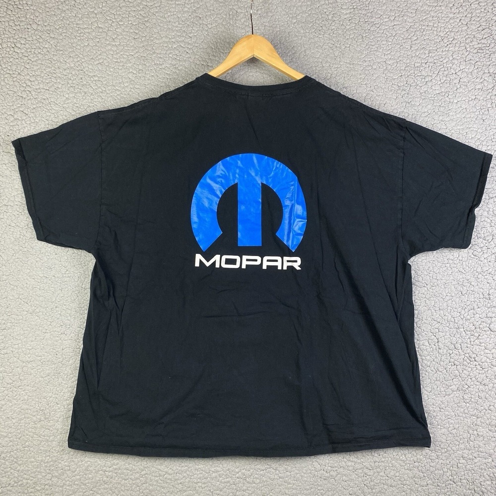 MOPAR T-Shirt Black Car Dodge Racing Mens 3XL M Emblem Back Hit Logo‎ Cotton